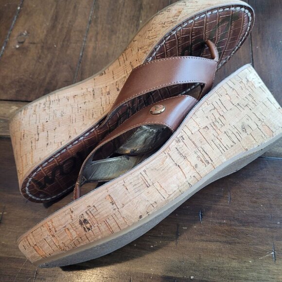 Sam Edelman Brown Wedge Sandals 9.5M - Picture 2 of 6